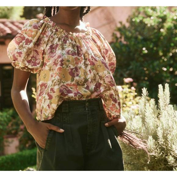 NEW THE GREAT. the garland top in golden lilac flower - Picture 2 of 4